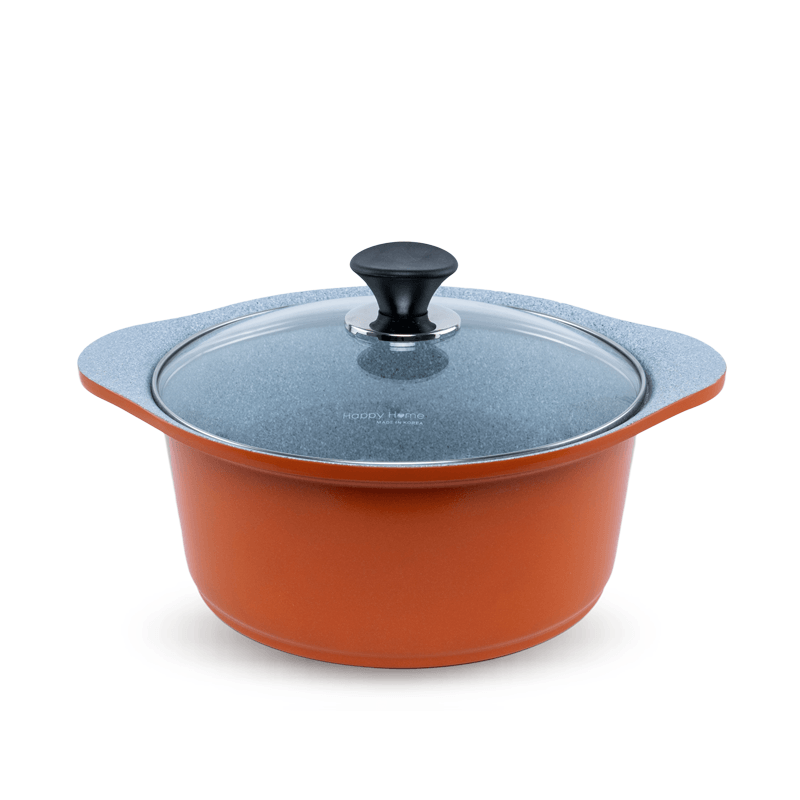 Nồi Eco chống dính tráng sứ dáng thông dụng màu cam size 26cm - 4.9L