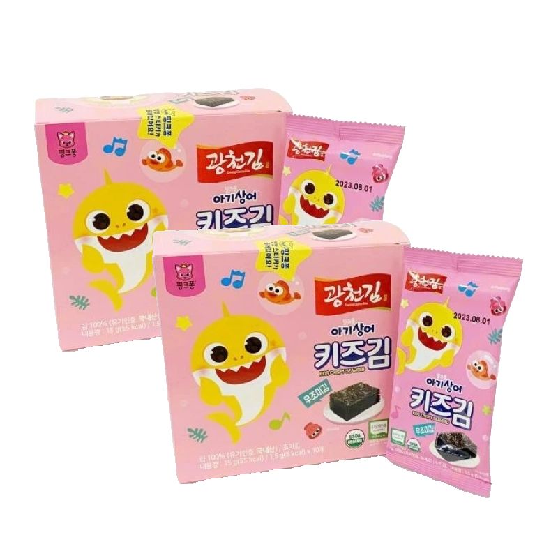 COMBO 2 RONG BIỂN ĂN LIỀN HỮU CƠ PINK FONG TÁCH MUỐI HỘP 10 GÓI