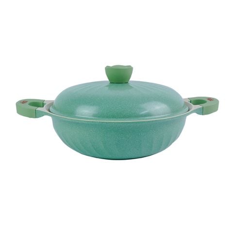 Nồi lẩu kháng khuẩn Happy Home Anti Bacterial Jumbo Wok màu xanh lá size 28cm