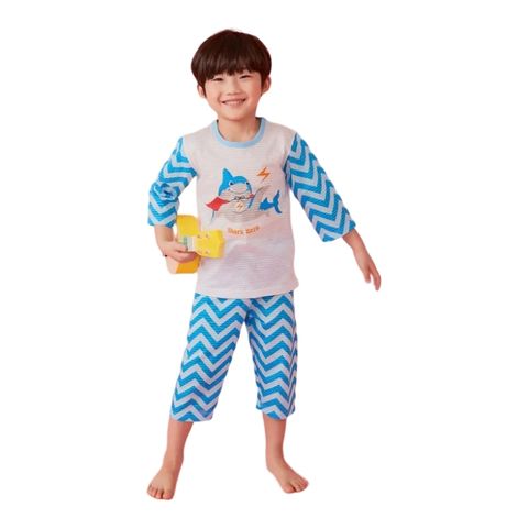 Bộ pijama lửng Olomimi bé trai Shark Hero