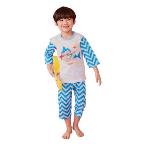 Bộ pijama lửng Olomimi bé trai Shark Hero