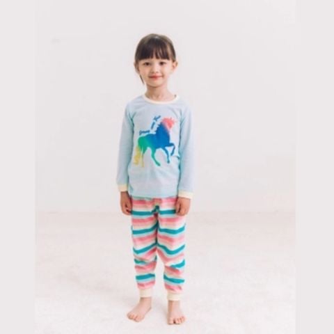 Bộ pijama Olomimi dài tay bé gái Rainbow Unicorn