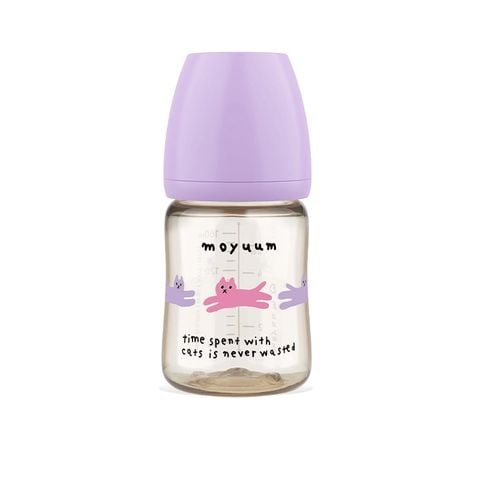 Bình sữa Moyuum Premium PPSU all in one bottle phiên Bản With Cat Tím