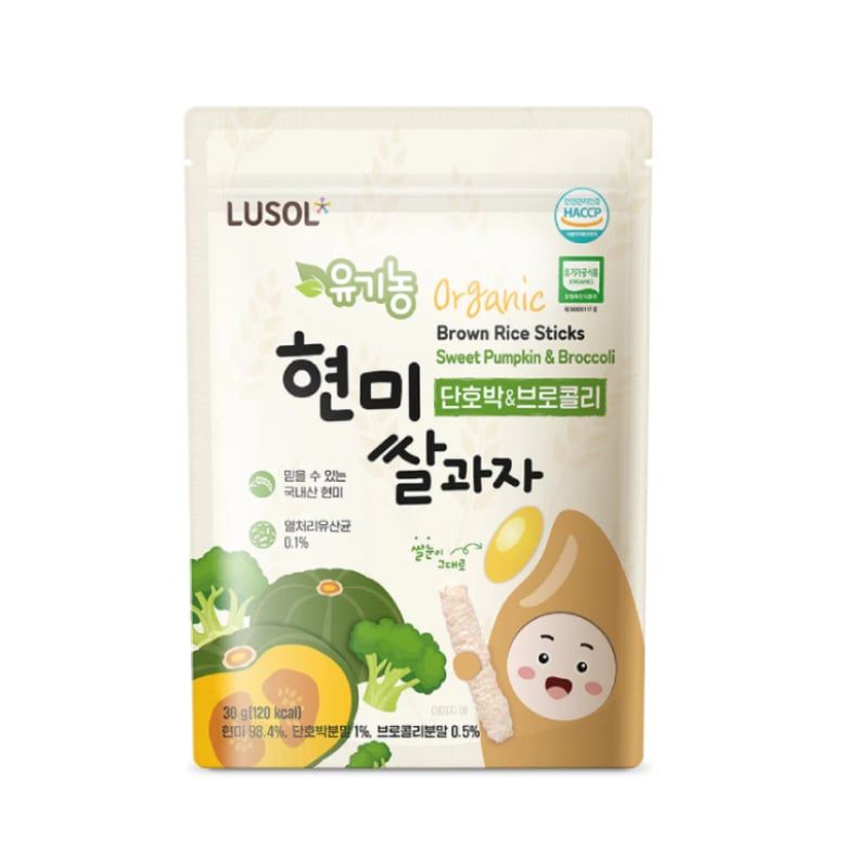 Bánh gạo lứt hữu cơ LUSOL hình que vị bí đỏ súp lơ 6m+