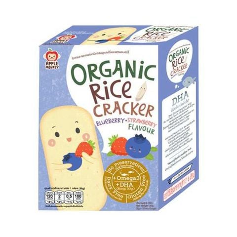Bánh gạo organic vị dâu tây & việt quất bổ sung Omega 3 và DHA (Dành cho bé từ 6m)