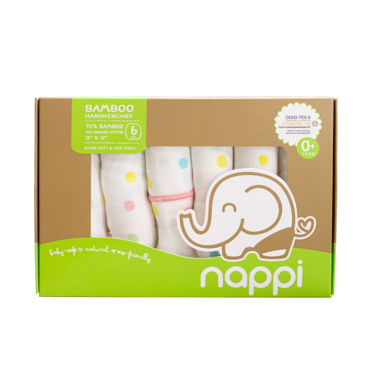 KHĂN SỮA NAPPI CHẤM BI VIỀN HỒNG HỘP 6 CHIẾC