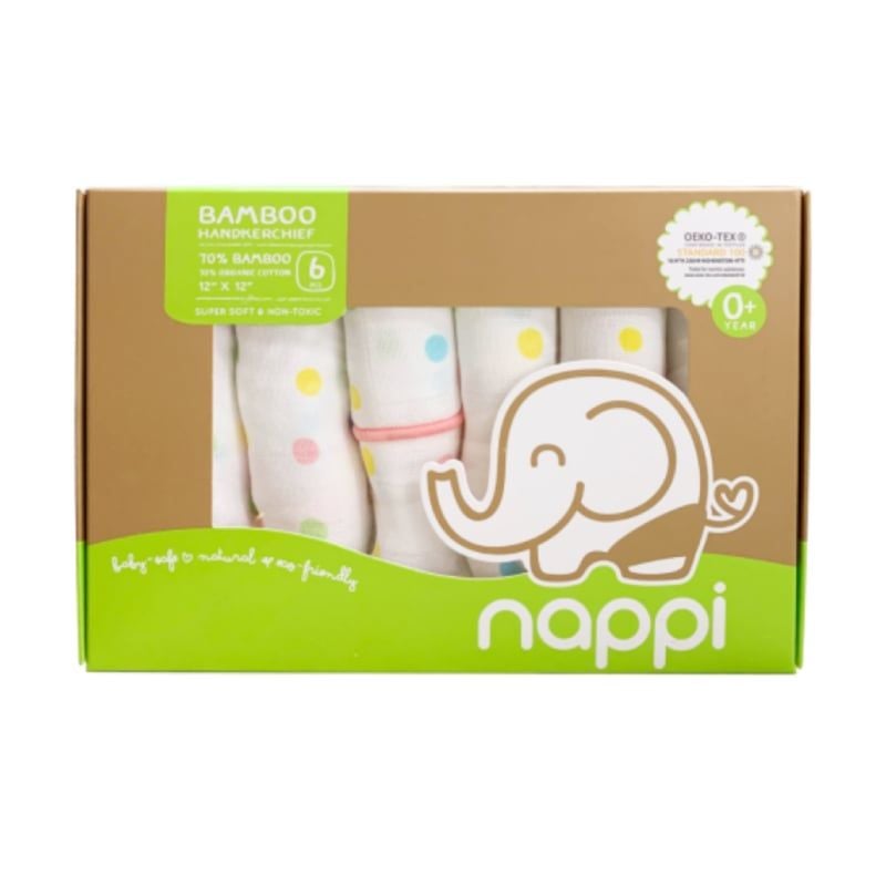 KHĂN SỮA NAPPI CHẤM BI VIỀN TRẮNG HỘP 6 CHIẾC