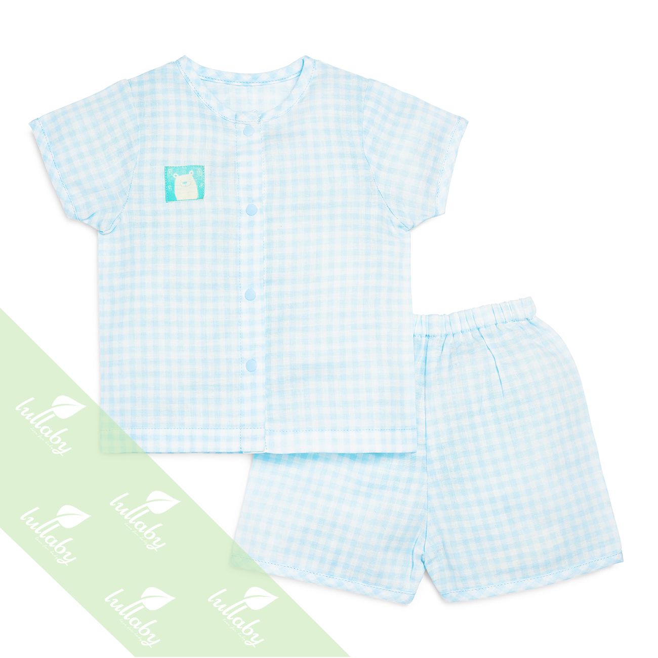 Lullaby - Bộ đồ xô CT cài giữa - xanh kẻ NH20-17