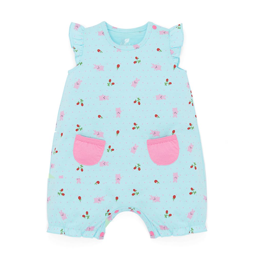 LULLABY ROMPER NGẮN TAY BÉ GÁI MÀU XANH IN