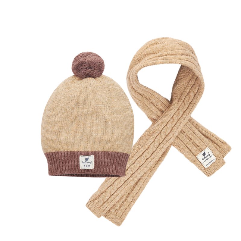 Set khăn mũ len NHL Lullaby vàng đất