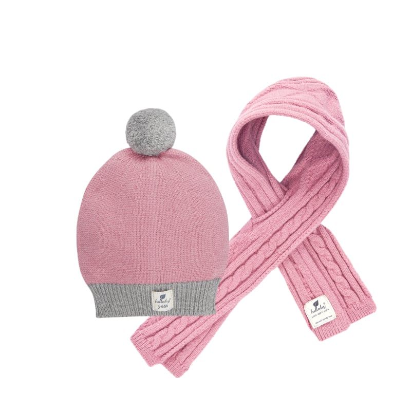 Set khăn mũ len NHL Lullaby màu hồng