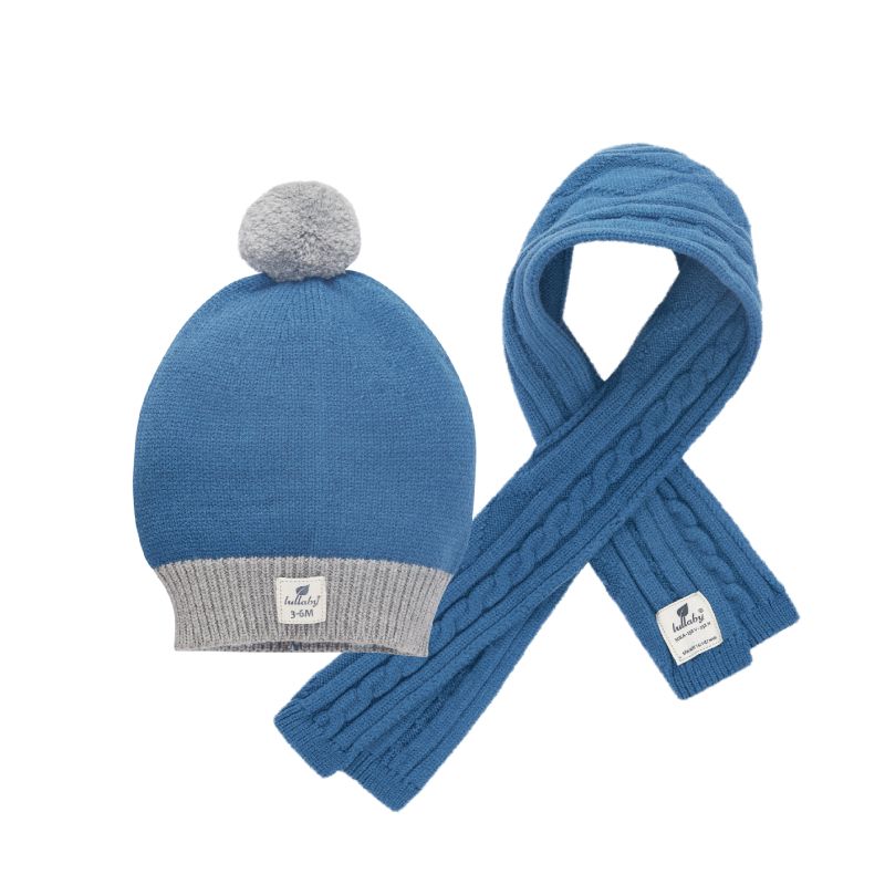 Set khăn mũ len NHL Lullaby màu xanh biển đậm