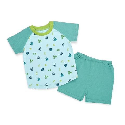 Bộ Lullaby cộc tay raglan NH343M màu blue in