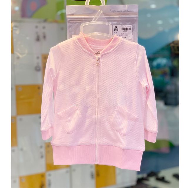 Áo khoác La Pomme C028 dáng bomber túi lệch khóa kéo hồng
