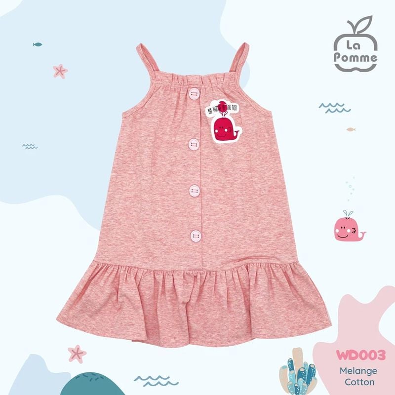 Đầm hai dây La Pomme Cá voi vui vẻ Hồng