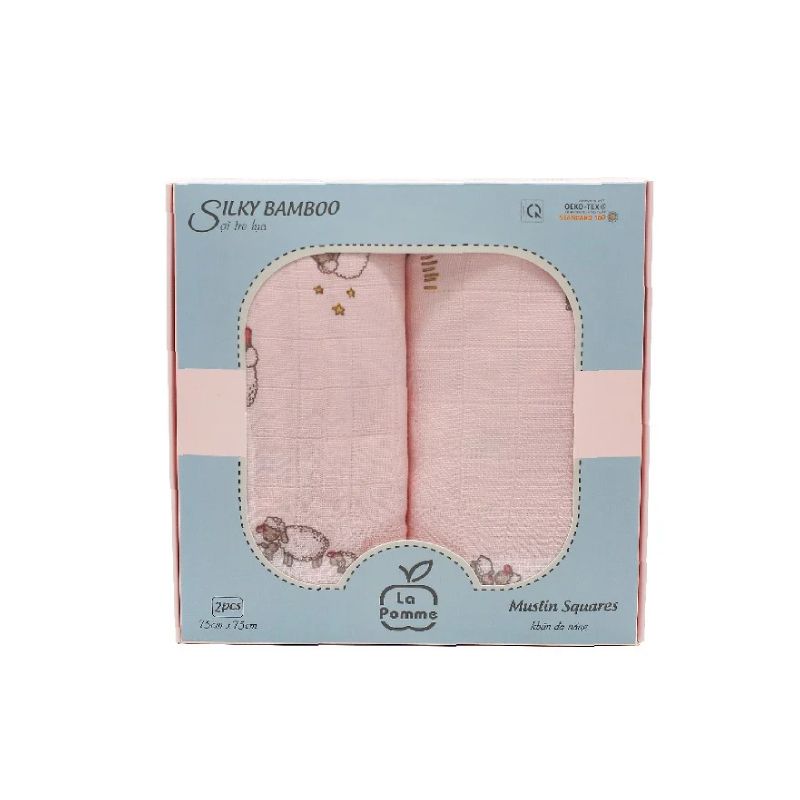 SET 2 KHĂN ĐA NĂNG SỢI TRE LỤA LA POMME MÀU 75X75CM PINK SHEEP