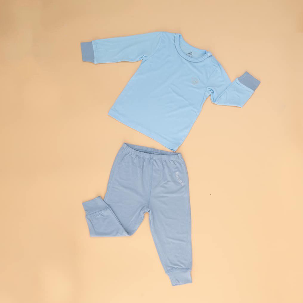 Bộ dài tay cài vai, quần dài Blue Cổ vịt Bu baby BB001