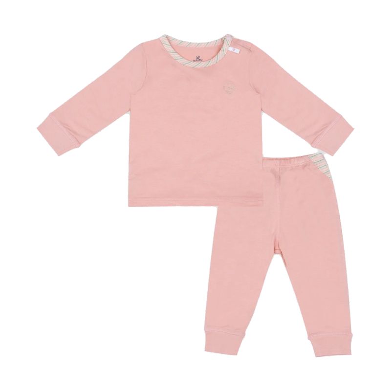 Bộ quần áo Bu Baby cài vai dài tay Bambus Zebra màu hồng