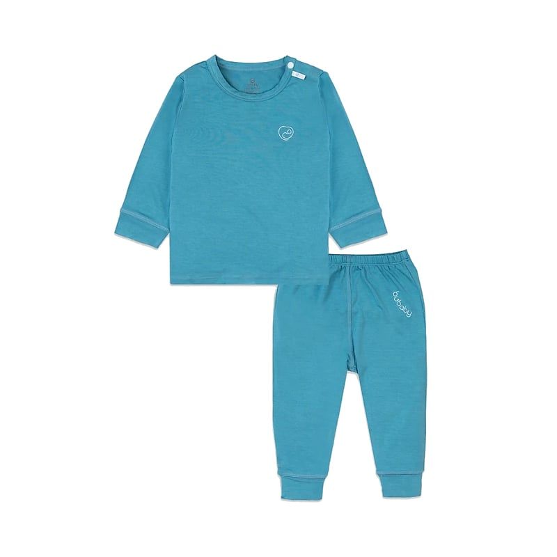 Bộ dài BU Baby cài vai dài tay - Bambus Xanh đậm