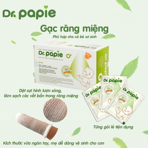 Combo 2 hộp gạc DR.PAPIE vệ sinh răng miệng cho bé hộp 30 miếng