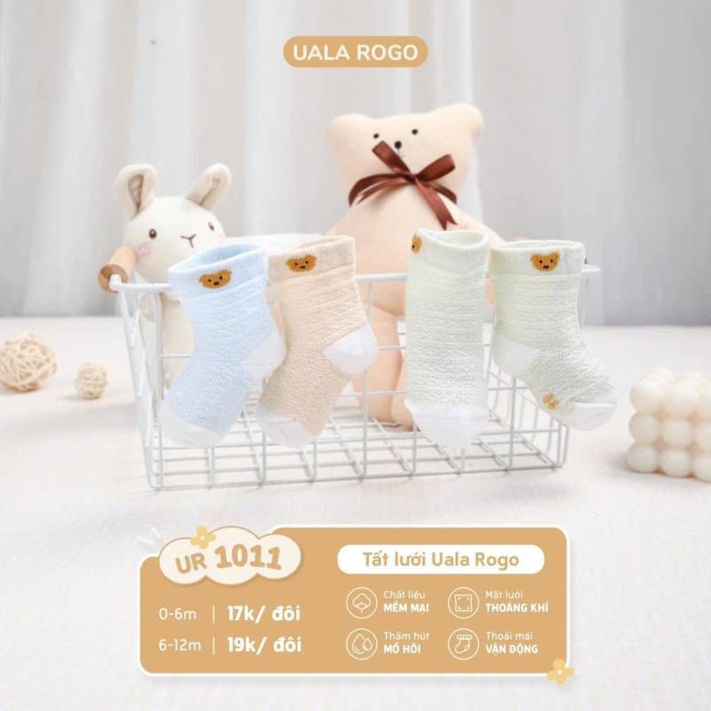 Tất lưới trẻ em Uala Rogo hình gấu nâu