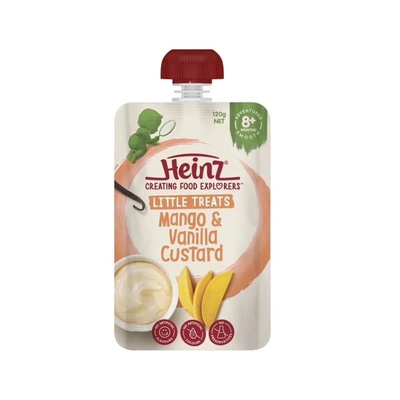 Dinh dưỡng đóng túi Heinz custard xoài vani 120g 8M+