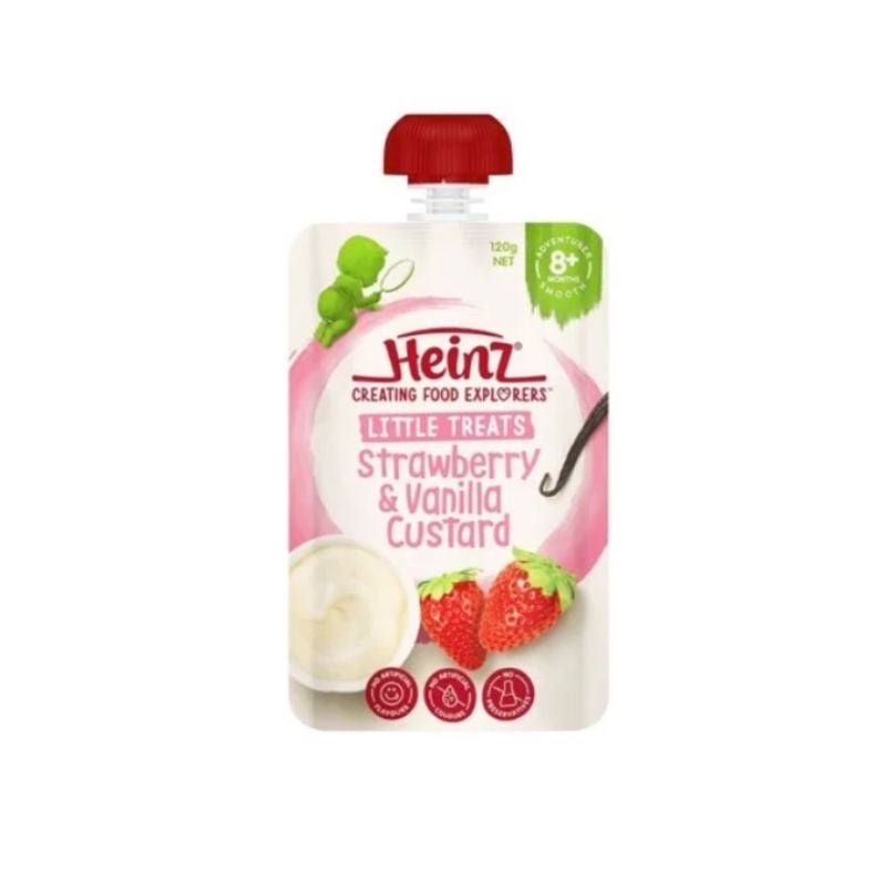 Dinh dưỡng đóng túi Heinz custard dâu vani 120g 8M+