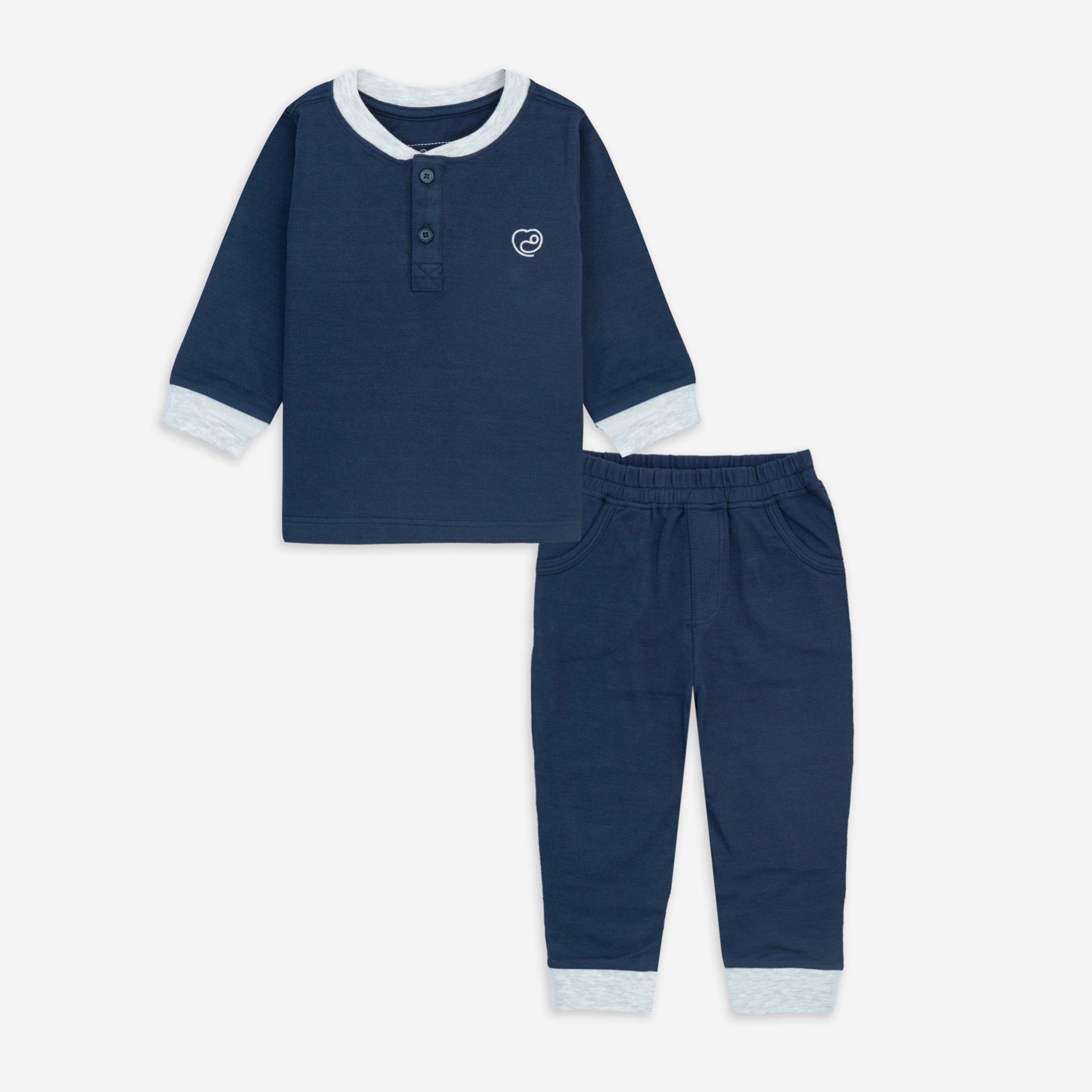 Bộ dài tay cổ trụ Ponie Bu Baby Navy