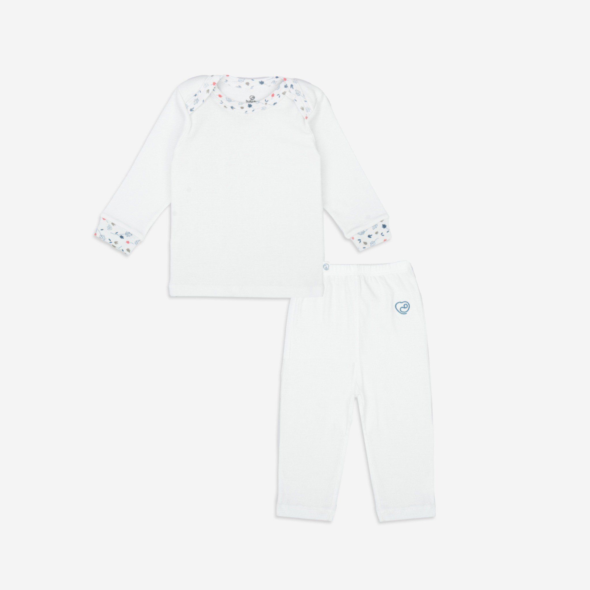 Bộ dài tay cổ chồm BU Baby Leafly trắng