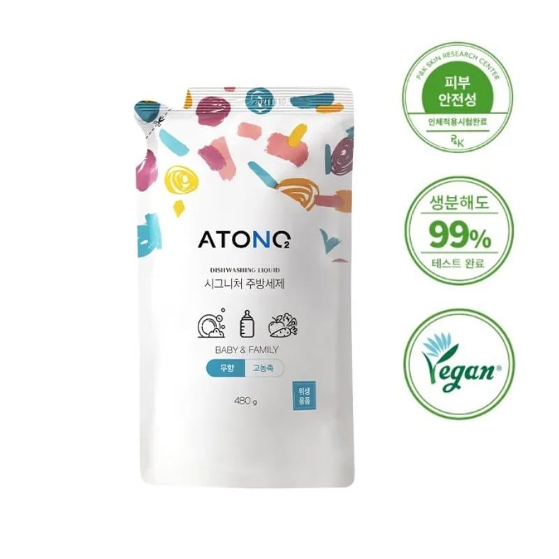 Nước Rửa Bình, Rau Củ Quả Và Chén Bát Thuần Chay Đậm Đặc Atono2 Cho Bé Từ 0M+ Không Mùi (Dạng Túi)