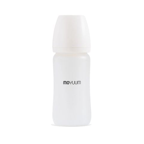 Bình sữa Moyuum thủy tinh tráng silicon - 240ml (Set gồm bình + Núm 2-5m)