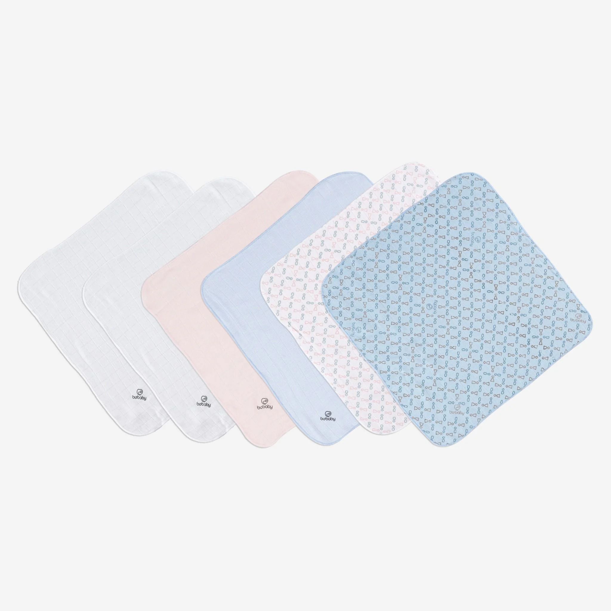 Khăn sữa Bu Baby Muslin pack 6 Free size Mix màu Iconic 01