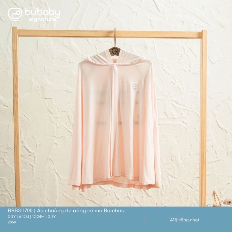 Áo choàng đa năng có mũ Bu Baby Bambus Hồng nhạt