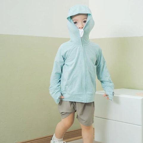 Áo Chống nắng có mũ Bu Baby 4S Melange Xanh ngọc