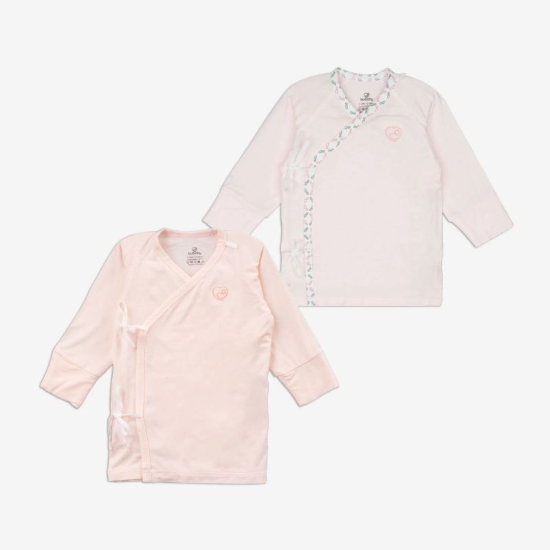 Áo dài tay buộc dây chéo BU Baby Bambus Iconic 1 Hồng nhạt