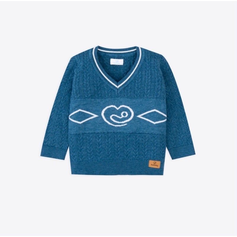 Áo len cổ tim Bu Baby Kyomi Lennie Xanh đậm