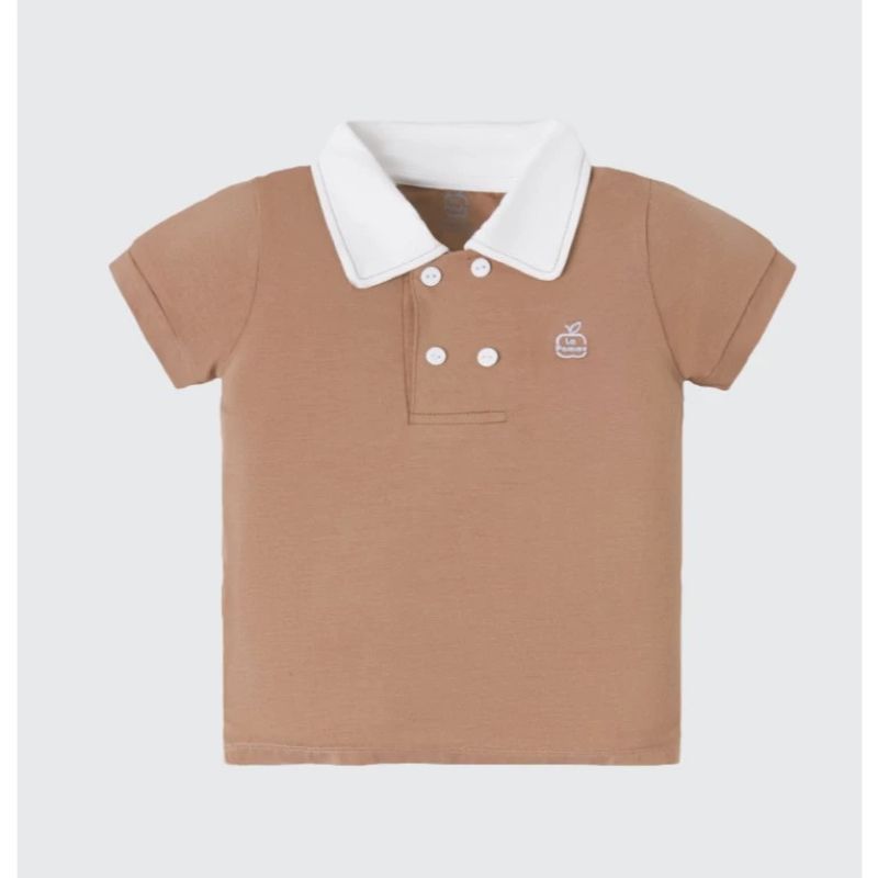 ÁO POLO CỘC TAY LA POMME CỔ TRẮNG NÂU