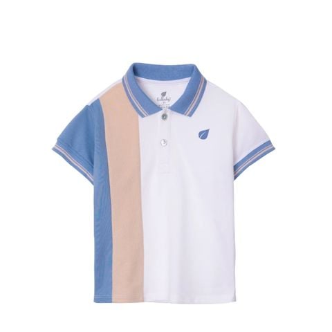 Áo polo cộc tay Lullaby bé trai NH856R Trắng xanh blue