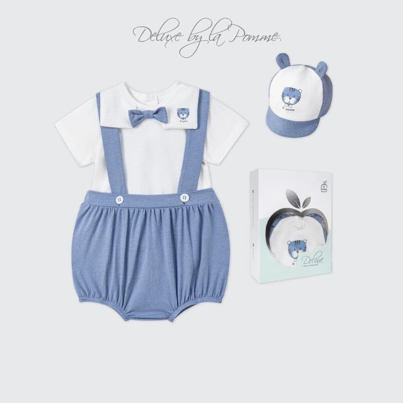 Bộ yếm rời kèm áo cộc và mũ La Pomme Deluxe Tiệc Trà Chiều Xanh