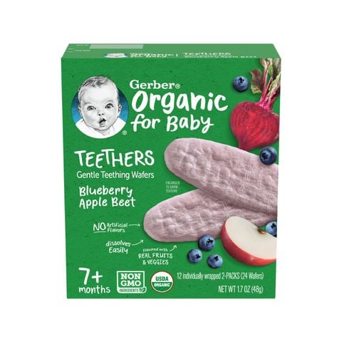 Bánh gạo hữu cơ Gerber Organic vị việt quất, táo, củ cải đỏ 6 hộp x 48g