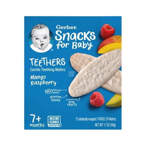 Bánh ăn dặm Gerber vị Xoài, Mâm Xôi 48g