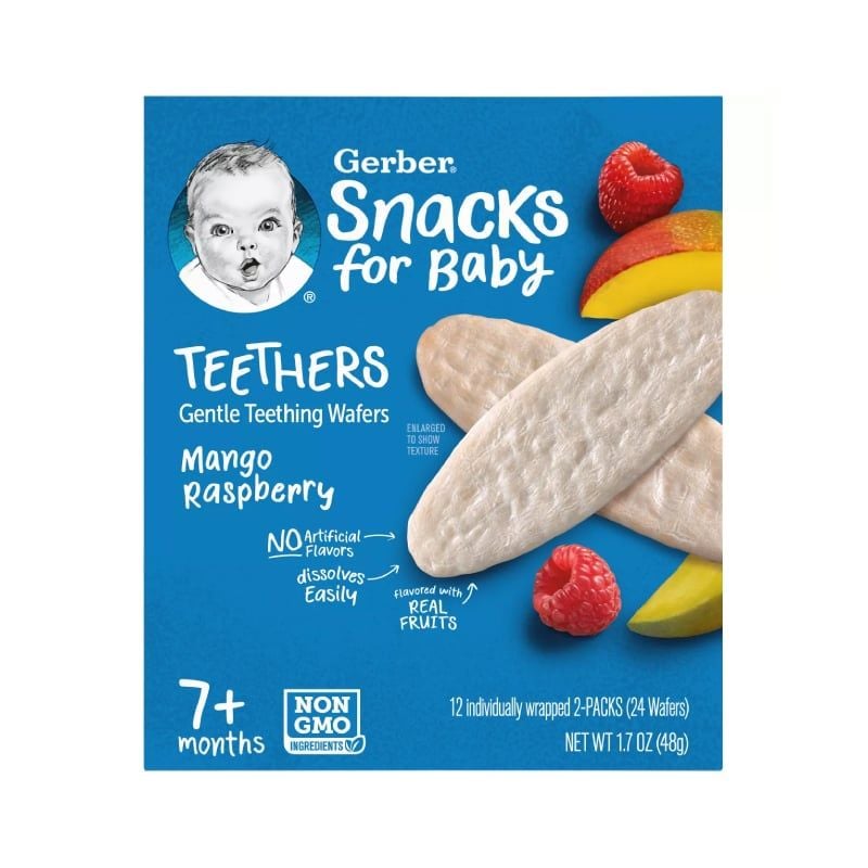 Bánh ăn dặm Gerber vị Xoài, Mâm Xôi 48g