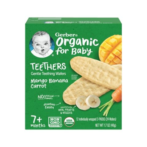 Bánh gạo hữu cơ Gerber Organic vị xoài, chuối, cà rốt 6 hộp x 48g