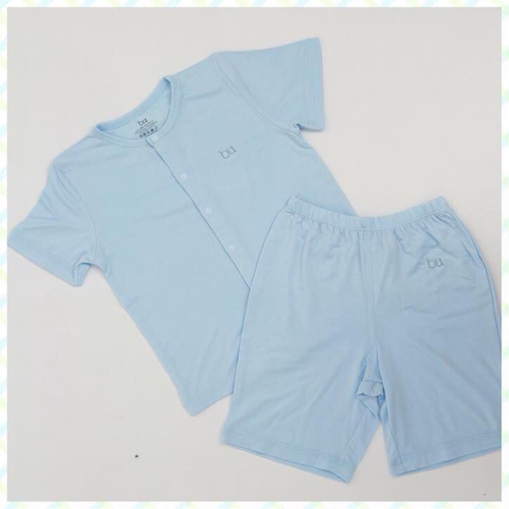 BU - BB010S01MC01-BỘ NGẮN TAY CÀI GIỮA, QUẦN ĐÙI - BLUE