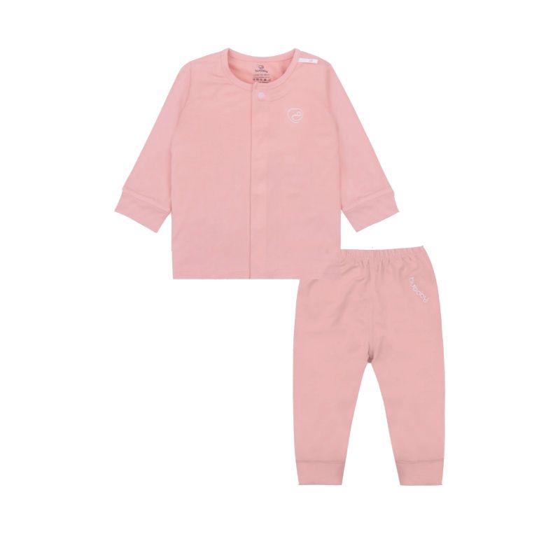 BỘ BU BABY CÀI GIỮA DÀI TAY BAMBUS MÀU HỒNG