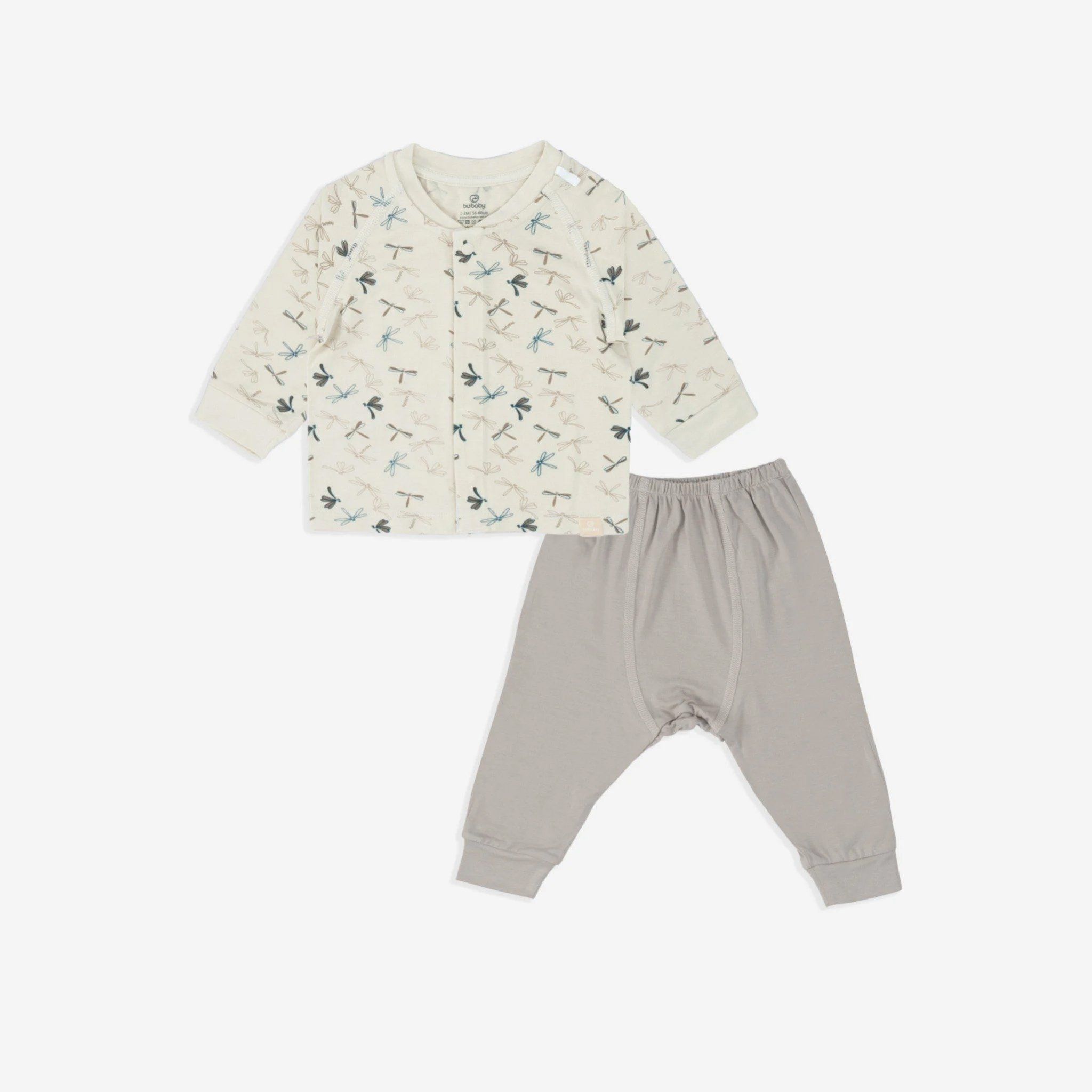 BỘ DÀI TAY BU BABY RAGLAN CÀI GIỮA DONA BE IN CHUỒN CHUỒN NÂU