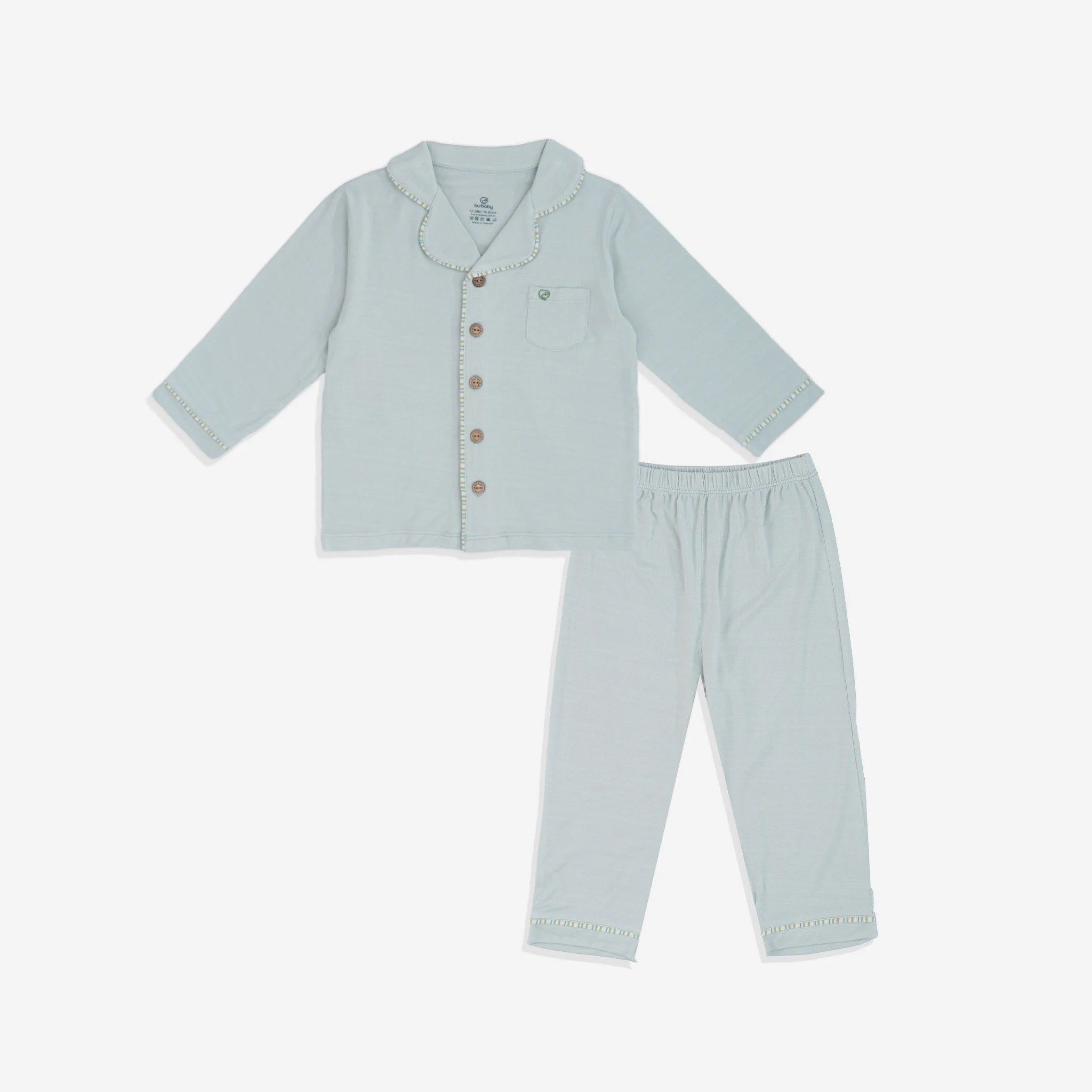 Bộ dài tay cài giữa Pyjamas Bu baby Bambus ghi nhạt