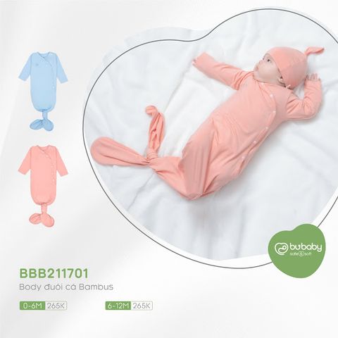 Body nút thắt dài tay Bu Baby Bambus Hồng