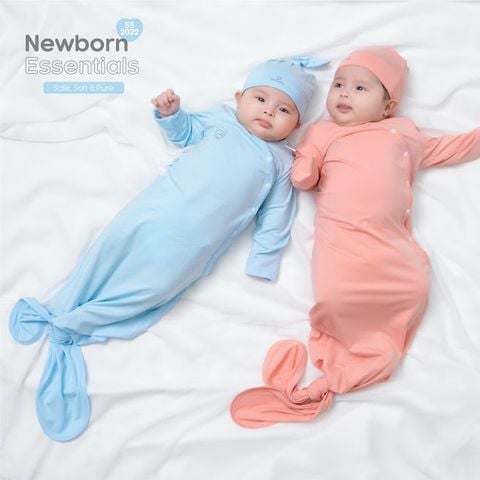 Body nút thắt dài tay Bu Baby Bambus Blue