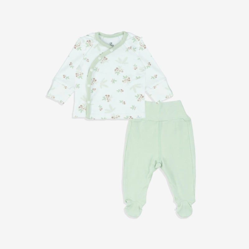 Bộ dài tay cài chéo Bu Baby Mimo Trắng in Mimosa